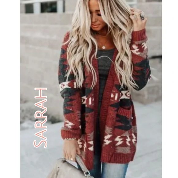 Last 1 S New Oversized Super Soft Cozy Aztec Southwest Bohemian Sweater Cardigan - Picture 7 of 9